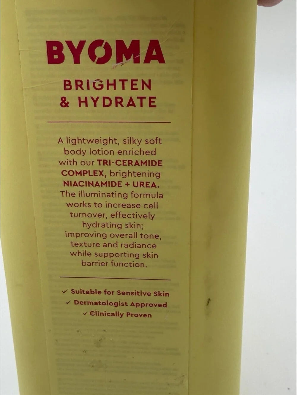 BYOMA Brightening Body Lotion 13.52 oz 400ml Niacinamide Urea Tri-Ceramide